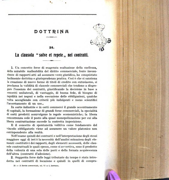 Il diritto commerciale rivista periodica e critica di giurisprudenza e legislazione