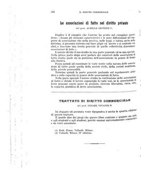 Il diritto commerciale rivista periodica e critica di giurisprudenza e legislazione