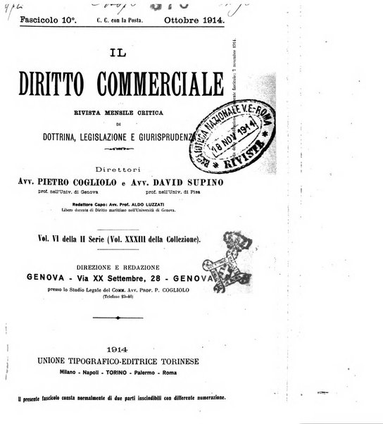 Il diritto commerciale rivista periodica e critica di giurisprudenza e legislazione