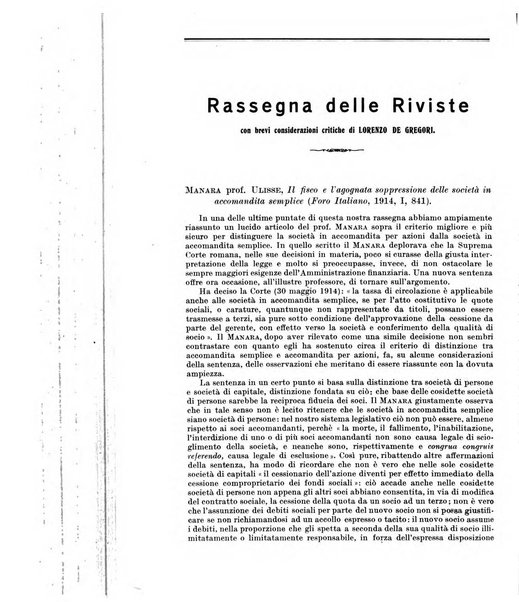 Il diritto commerciale rivista periodica e critica di giurisprudenza e legislazione