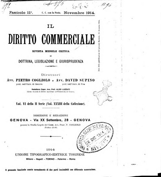 Il diritto commerciale rivista periodica e critica di giurisprudenza e legislazione