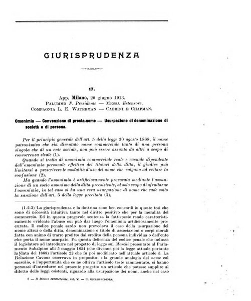 Il diritto commerciale rivista periodica e critica di giurisprudenza e legislazione