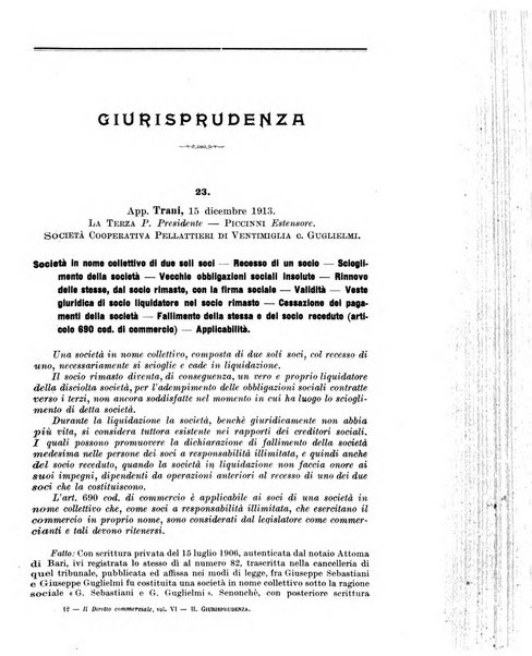 Il diritto commerciale rivista periodica e critica di giurisprudenza e legislazione