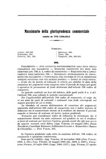 Il diritto commerciale rivista periodica e critica di giurisprudenza e legislazione