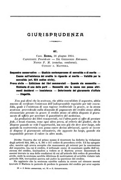 Il diritto commerciale rivista periodica e critica di giurisprudenza e legislazione