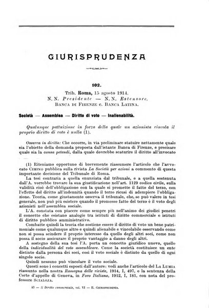 Il diritto commerciale rivista periodica e critica di giurisprudenza e legislazione