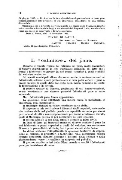 Il diritto commerciale rivista periodica e critica di giurisprudenza e legislazione