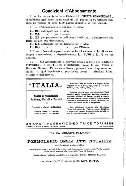 Il diritto commerciale rivista periodica e critica di giurisprudenza e legislazione