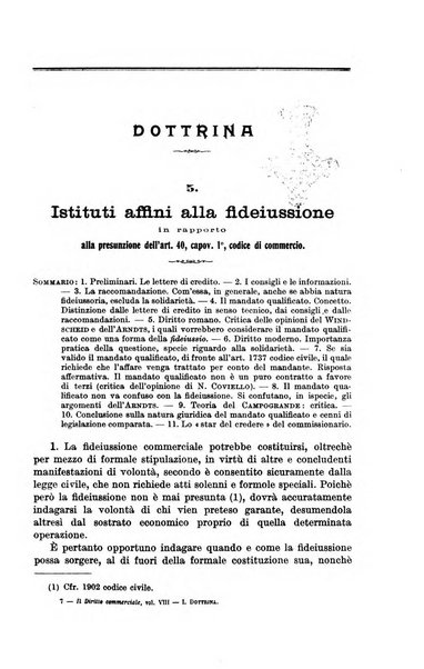 Il diritto commerciale rivista periodica e critica di giurisprudenza e legislazione