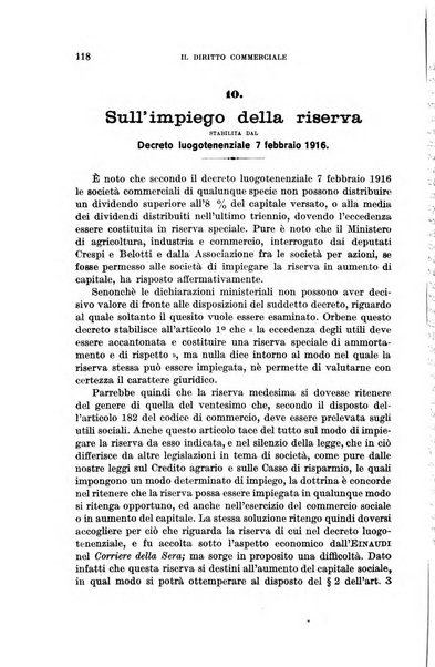 Il diritto commerciale rivista periodica e critica di giurisprudenza e legislazione