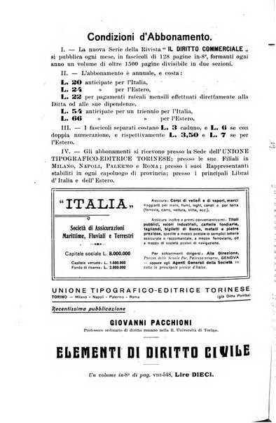 Il diritto commerciale rivista periodica e critica di giurisprudenza e legislazione