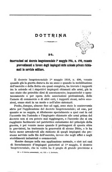 Il diritto commerciale rivista periodica e critica di giurisprudenza e legislazione