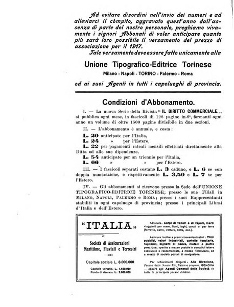 Il diritto commerciale rivista periodica e critica di giurisprudenza e legislazione