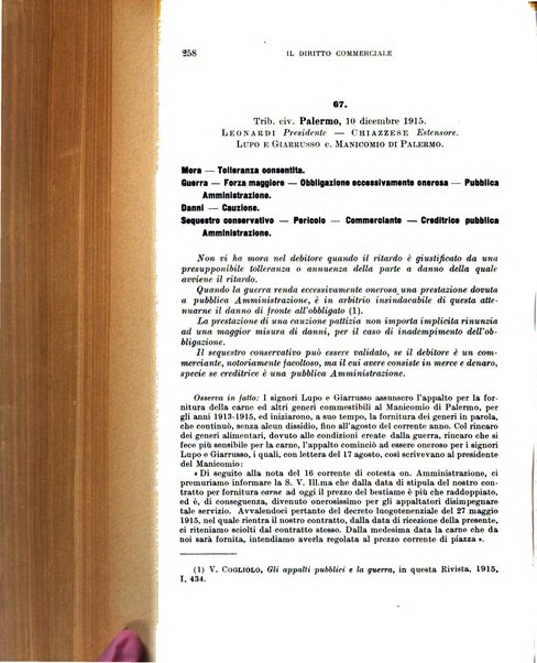 Il diritto commerciale rivista periodica e critica di giurisprudenza e legislazione