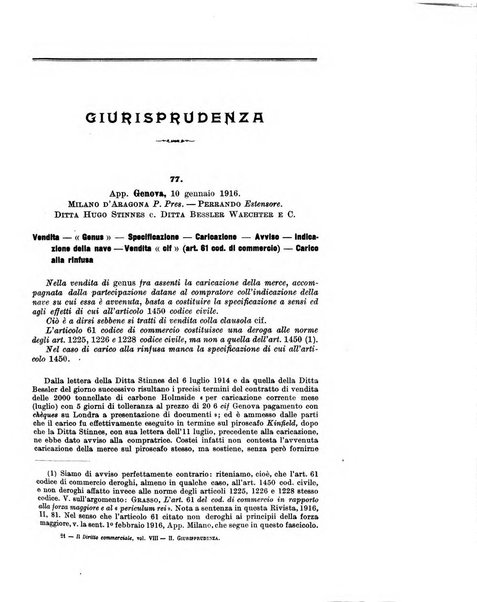 Il diritto commerciale rivista periodica e critica di giurisprudenza e legislazione