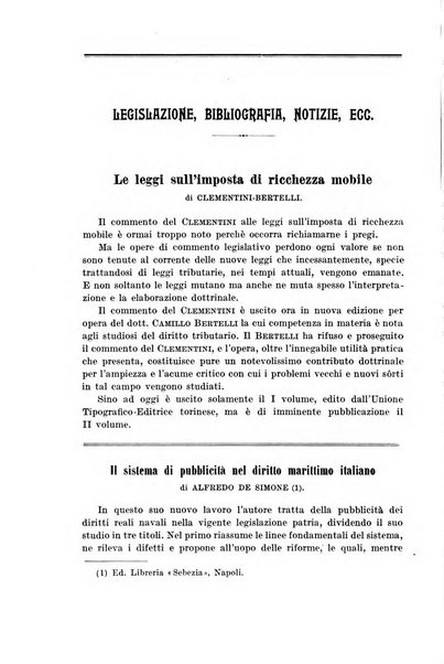 Il diritto commerciale rivista periodica e critica di giurisprudenza e legislazione