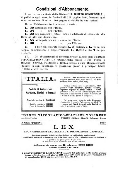 Il diritto commerciale rivista periodica e critica di giurisprudenza e legislazione