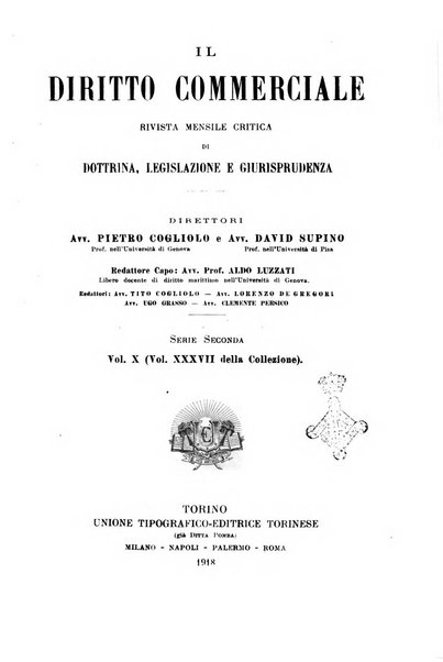 Il diritto commerciale rivista periodica e critica di giurisprudenza e legislazione