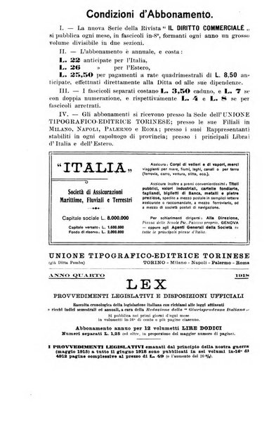 Il diritto commerciale rivista periodica e critica di giurisprudenza e legislazione