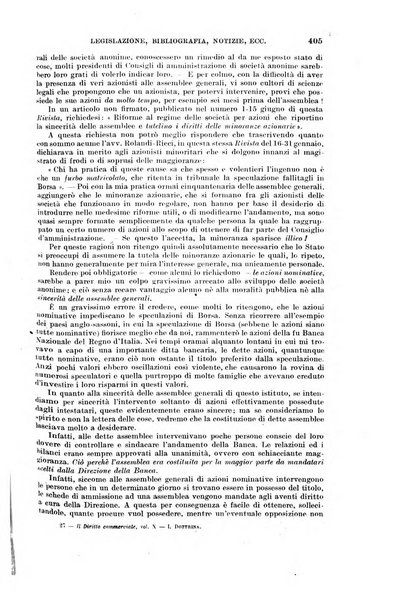 Il diritto commerciale rivista periodica e critica di giurisprudenza e legislazione