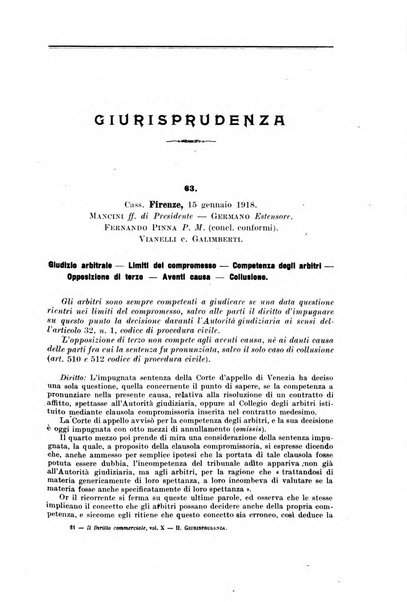 Il diritto commerciale rivista periodica e critica di giurisprudenza e legislazione