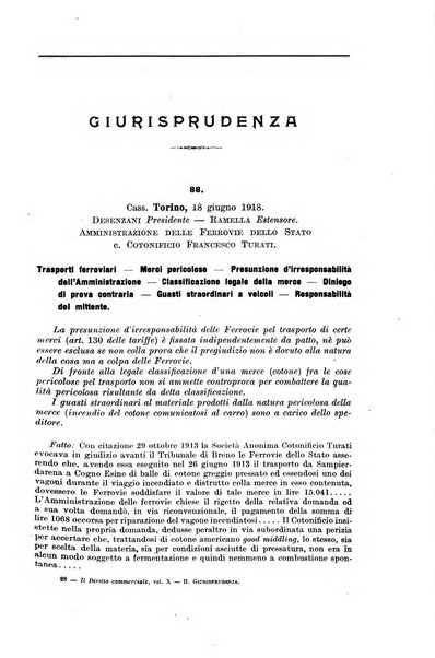 Il diritto commerciale rivista periodica e critica di giurisprudenza e legislazione