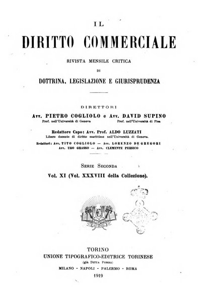 Il diritto commerciale rivista periodica e critica di giurisprudenza e legislazione