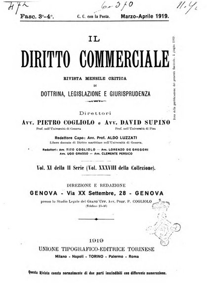 Il diritto commerciale rivista periodica e critica di giurisprudenza e legislazione