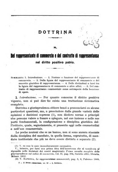 Il diritto commerciale rivista periodica e critica di giurisprudenza e legislazione