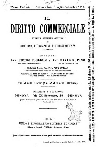 Il diritto commerciale rivista periodica e critica di giurisprudenza e legislazione