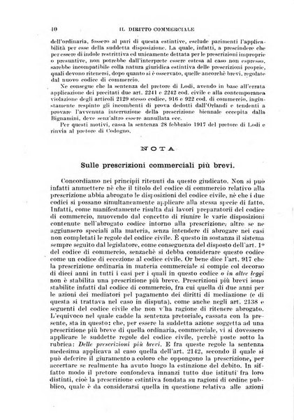 Il diritto commerciale rivista periodica e critica di giurisprudenza e legislazione