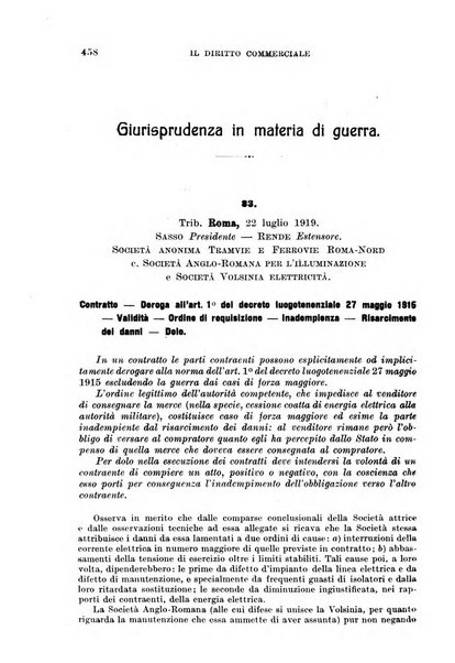 Il diritto commerciale rivista periodica e critica di giurisprudenza e legislazione