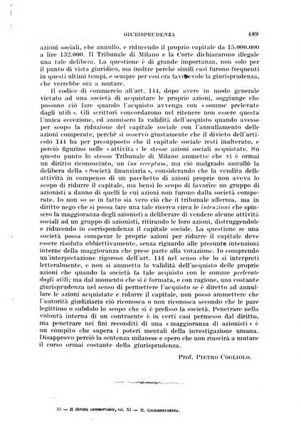 Il diritto commerciale rivista periodica e critica di giurisprudenza e legislazione