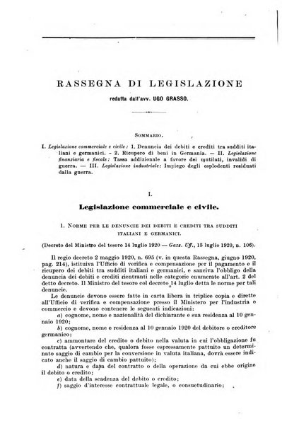 Il diritto commerciale rivista periodica e critica di giurisprudenza e legislazione