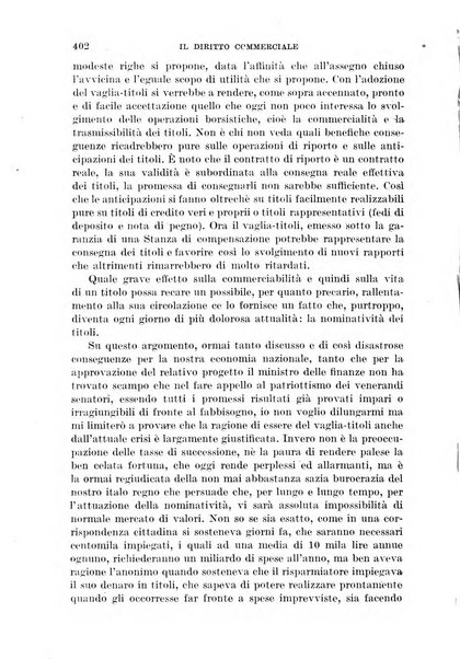 Il diritto commerciale rivista periodica e critica di giurisprudenza e legislazione