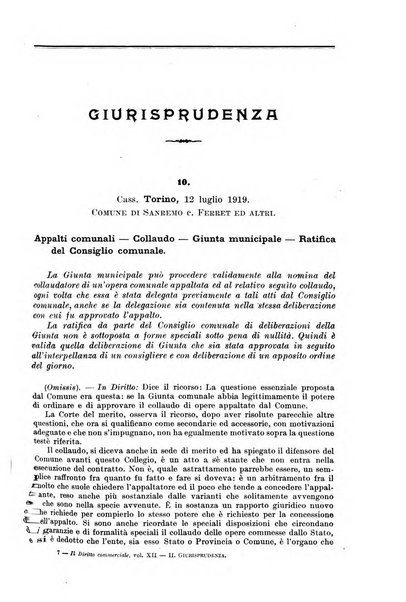 Il diritto commerciale rivista periodica e critica di giurisprudenza e legislazione