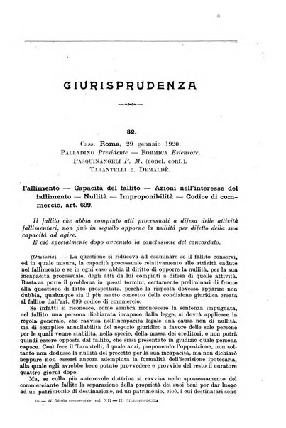 Il diritto commerciale rivista periodica e critica di giurisprudenza e legislazione