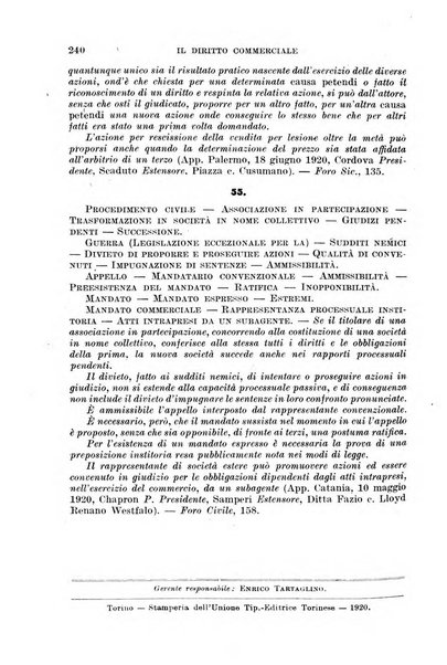 Il diritto commerciale rivista periodica e critica di giurisprudenza e legislazione