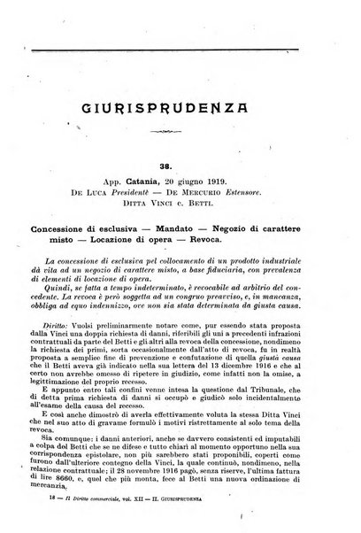 Il diritto commerciale rivista periodica e critica di giurisprudenza e legislazione