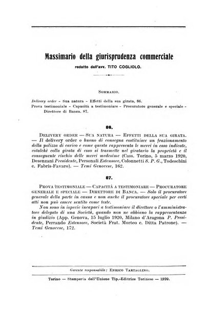 Il diritto commerciale rivista periodica e critica di giurisprudenza e legislazione