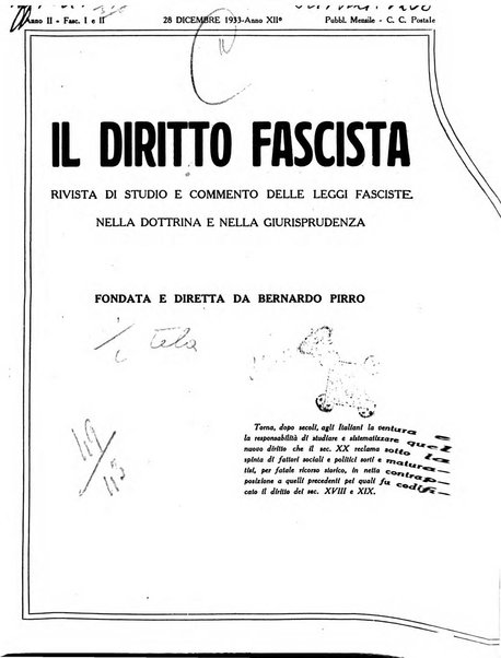 Il diritto fascista rivista di studio e commento delle leggi fasciste nella dottrina e nella giurisprudenza