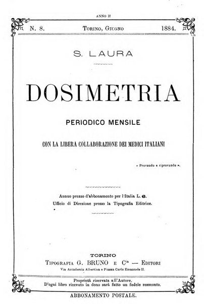 Dosimetria periodico mensile con la libera collaborazione dei medici italiani