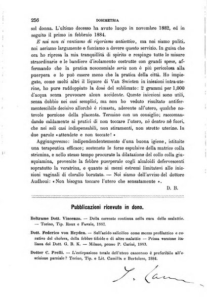 Dosimetria periodico mensile con la libera collaborazione dei medici italiani