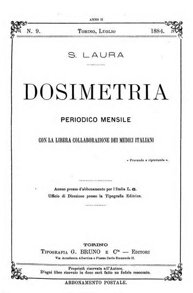 Dosimetria periodico mensile con la libera collaborazione dei medici italiani