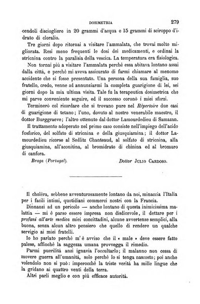 Dosimetria periodico mensile con la libera collaborazione dei medici italiani