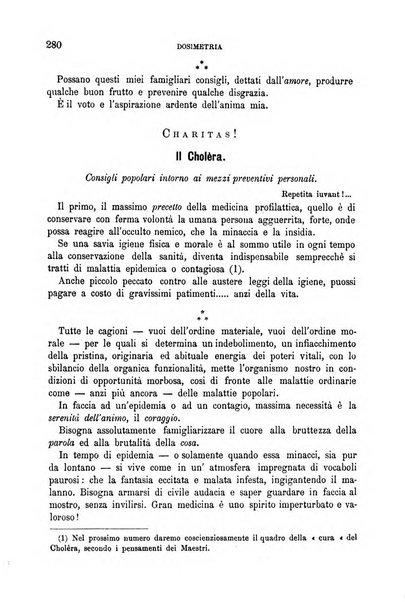 Dosimetria periodico mensile con la libera collaborazione dei medici italiani