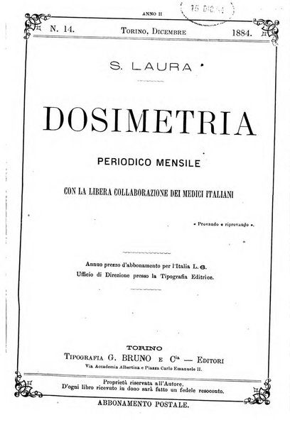 Dosimetria periodico mensile con la libera collaborazione dei medici italiani