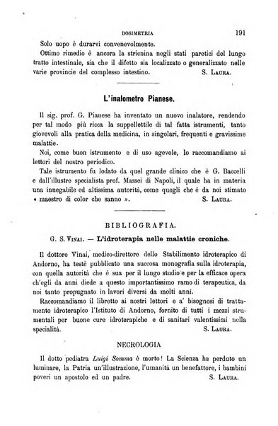 Dosimetria periodico mensile con la libera collaborazione dei medici italiani