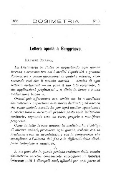 Dosimetria periodico mensile con la libera collaborazione dei medici italiani