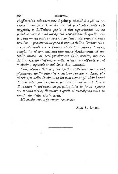 Dosimetria periodico mensile con la libera collaborazione dei medici italiani